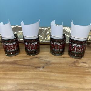 HOUZE Vintage Seasons Greetings Rocks Glasses Tumblers Set of 4